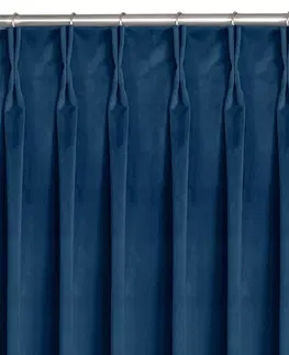 Záclony Závěs Homede Vila II s řasící páskou a dvojitým záhybem modrý, velikost 530x175