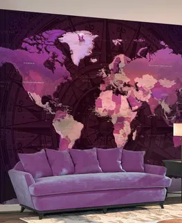 Tapety Samolepící tapeta fialová mapa světa - Purple World Map