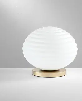 Stolní lampy Eco-Light Stolní lampa Ripple, zlatá barva/opál, Ø 32 cm