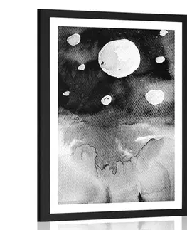 Černobílé Plakát s paspartou noční obloha