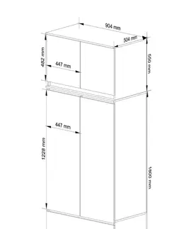 Šatní skříně Ak furniture Šatní skříň SAP 90 cm s nástavcem bílá/grafitová