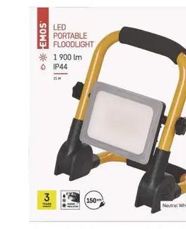 LED reflektory EMOS LED reflektor ILIO přenosný, 21 W, černý/žlutý, neutrální bílá ZS3322