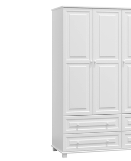 Šatní skříně Skříň 3D BHAGIRA 3, šíře 120 cm, masiv borovice, moření: bílé