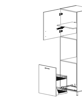 Kuchyňské linky MISAEL vysoká skříňka pro vestavnou troubu D60P levá, korpus bílý, dvířka borovice andersen