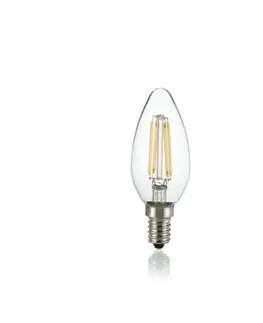 LED žárovky LED Filamentová žárovka Ideal Lux Oliva Trasparente 271644 E14 4W 430lm 3000K CRI90 čirá nestmívatelná