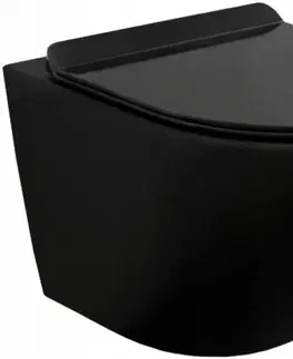 Záchody MEXEN/S Lena Závěsná WC mísa včetně sedátka s slow-slim, z duroplastu, černá matná 30220185
