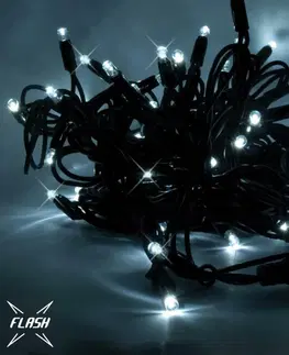 LED řetězy DecoLED LED světelný řetěz, 20m, ledově bílá s FLASH efektem, 120 diod, černý kabel SFNX120