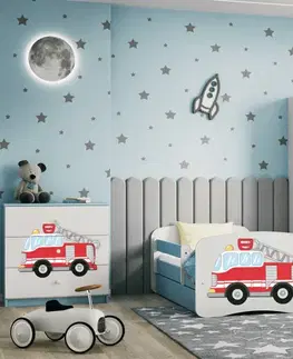 Dětské postýlky Kocot kids Dětská postel Babydreams hasičské auto modrá, varianta 80x160, se šuplíky, bez matrace