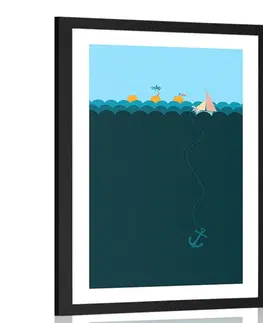 Motivy z naší dílny Plakát s paspartou kouzelné moře s loďkou