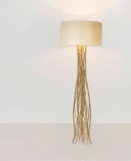 Stojací lampy Holländer Stojací lampa Capri, zlatá/ecru, výška 155 cm, kované železo
