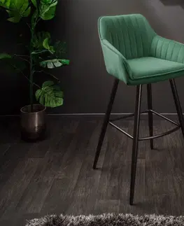 Barové židle LuxD Designová barová židle Esmeralda smaragdový samet