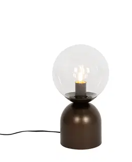 Stolni lampy Hotelová elegantní stolní lampa tmavě bronzová s čirým sklem - Pallon Trend