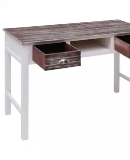 Pracovní stoly Psací stůl se 2 zásuvkami masivní dřevo Dekorhome Přírodní