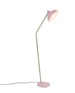 Stojaci lampy Retro stojací lampa růžová s bronzem - Milou