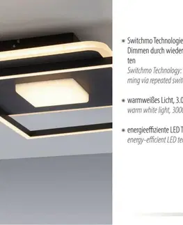 LED stropní svítidla LEUCHTEN DIREKT is JUST LIGHT LED stropní svítidlo hranaté Switchmo černá 3 krokové stmívání moderní krokově stmívatelné 3000K LD 15045-18