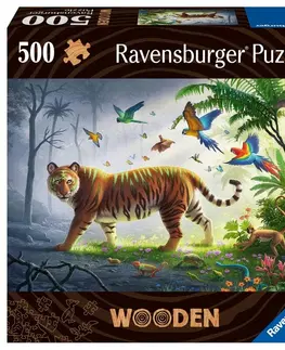 Hračky puzzle RAVENSBURGER - Dřevěné puzzle tygr v džungli 500 dílků