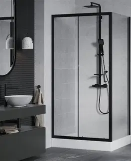 Sprchové vaničky MEXEN/S Apia Sprchový kout 100x80 cm, transparent, černá + vanička Rio 840-100-080-70-00-4510