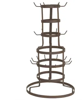 Podnosy a tácy Hnědý antik kovový stojan na hrnky Viiliam - 30 * 50 * 54 cm Clayre & Eef 4Y0312