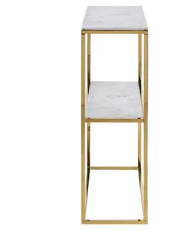 Konzolové stolky Actona Konzolový stolek Alisma mramor bílý/zlatý