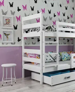 Postele BMS Dětská patrová postel ERYK | bílá Barva: bílá / růžová, Rozměr: 160 x 80 cm