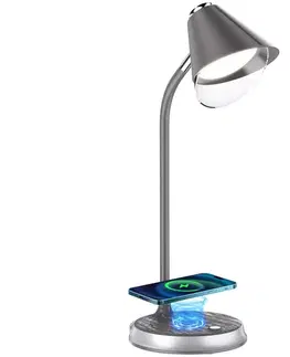 Lampy   08972L - LED Stmívatelná stolní lampa FINCH LED/9W/12/230V šedá/chrom 