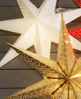 Vánoční světelná hvězda STAR TRADING Papírová tečkovaná hvězda s otvory, bílá Ø 70 cm
