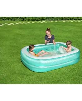 Bazény Bestway Zelený čtyřhranný rodinný bazén, 200 x 146 x 48 cm