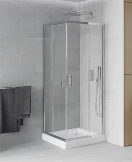 Sprchové vaničky MEXEN/S Rio čtvercový sprchový kout 80 x 80, transparent, chrom + vanička Rio 860-080-080-01-00-4510