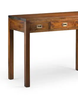Stylové a luxusní pracovní a psací stoly Estila Koloniální psací stůl Flamingo z masivního mahagonového dřeva se třemi zásuvkami 105cm