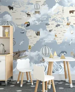 Samolepící tapety Samolepící tapeta nádherná dětská mapa se zvířátky