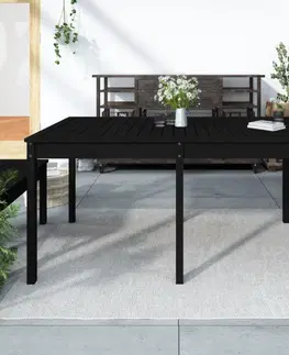 Zahradní stolky Zahradní stůl černý 159,5 x 82,5 x 76 cm masivní borové dřevo