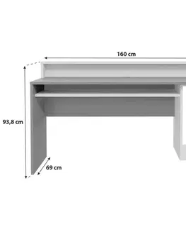 Psací stoly Herní Stůl Tezaur Oranžová/černá Tezaur Š:160cm