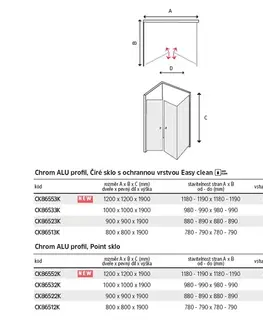 Sprchové kouty MEREO Sprchový kout, LIMA, čtverec, 120x120x190 cm, chrom ALU, sklo Point, dveře lítací CK86552K