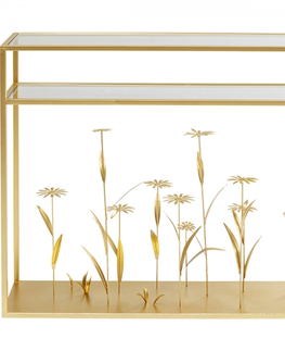 Toaletní/konzolové stolky KARE Design Konzolový stolek Flower Meadow - zlatý, 100cm
