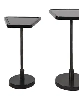 Konferenční stolky 2ks černý antik kovový odkládací stolek Bione - 36*36*56 cm Clayre & Eef 64857