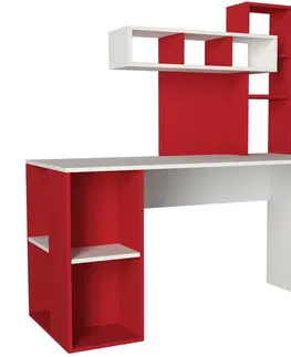 Psací stoly Kalune Design Psací stůl CORAL bílý/červený