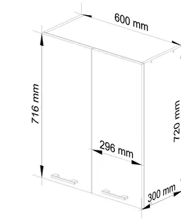 Kuchyňské dolní skříňky Ak furniture Závěsná kuchyňská skříňka Olivie W 60 cm grafit/bílá
