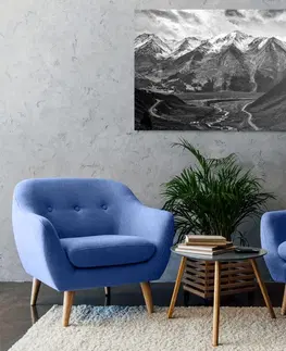 Černobílé obrazy Obraz nádherná horská panorama v černobílém provedení