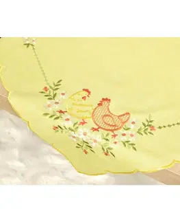 Ubrusy Ubrus velikonoční, Slepičky, žlutý 35 x 35 cm