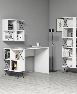 Kancelářské a psací stoly Psací stůl, regál a knihovna EXTRA bílá černá