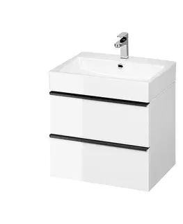 Koupelnový nábytek CERSANIT Umyvadlová skříňka VIRGO 60 bílá s černými úchyty S522-018
