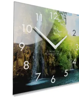 Nástěnné hodiny Dekorační skleněné hodiny 30 cm s vodopádem