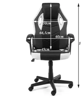 Kancelářské židle Ak furniture Otočná herní židle FERO II černo-bílá