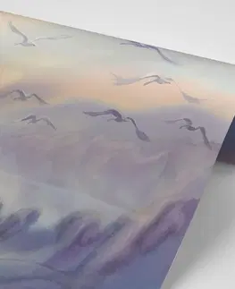 Samolepící tapety Samolepící tapeta přelet ptáků přes krajinku