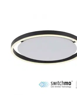 LED stropní svítidla LEUCHTEN DIREKT is JUST LIGHT LED stropní svítidlo antracit, kruhové pr.40cm, stmívatelné, Switchmo, teplá bílá krokově stmívatelné 3000K