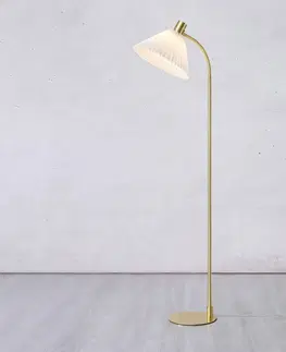 Stojací lampy Markslöjd Textilní stojací lampa Mira, mosaz