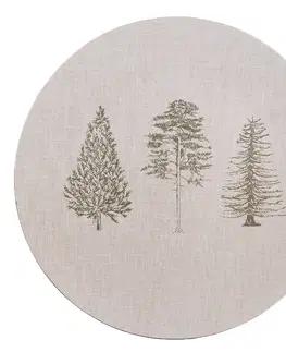 Talíře Béžový servírovací talíř se stromky Natural Pine Trees - Ø 33*1 cm Clayre & Eef NPT85