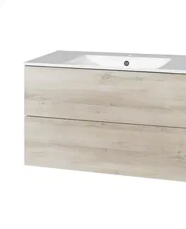 Koupelnový nábytek MEREO Aira, koupelnová skříňka s keramickým umyvadlem 101 cm, dub Kronberg CN722