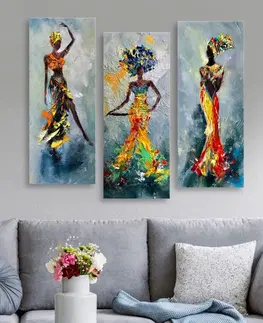 Obrazy Hanah Home Sada obrazů Africké ženy 20x50 cm 3 ks