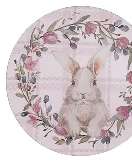 Talíře Růžový servírovací talíř s králíčkem Bunny - Ø 33*1 cm Clayre & Eef 65380